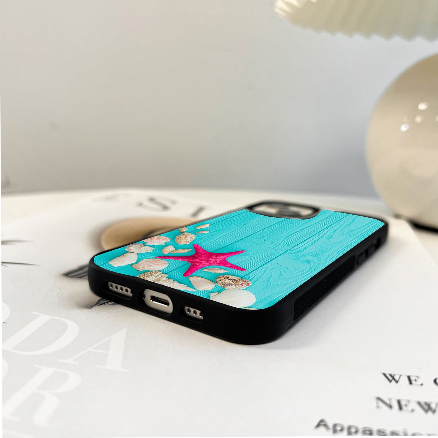 Turquoise Seashell Shore Glass Case