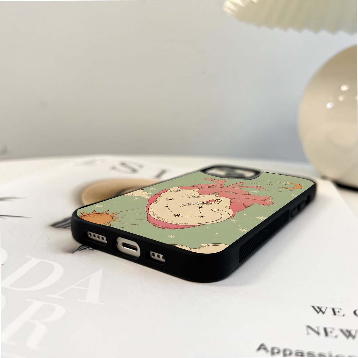 Celestial Heart Cat Glass Case