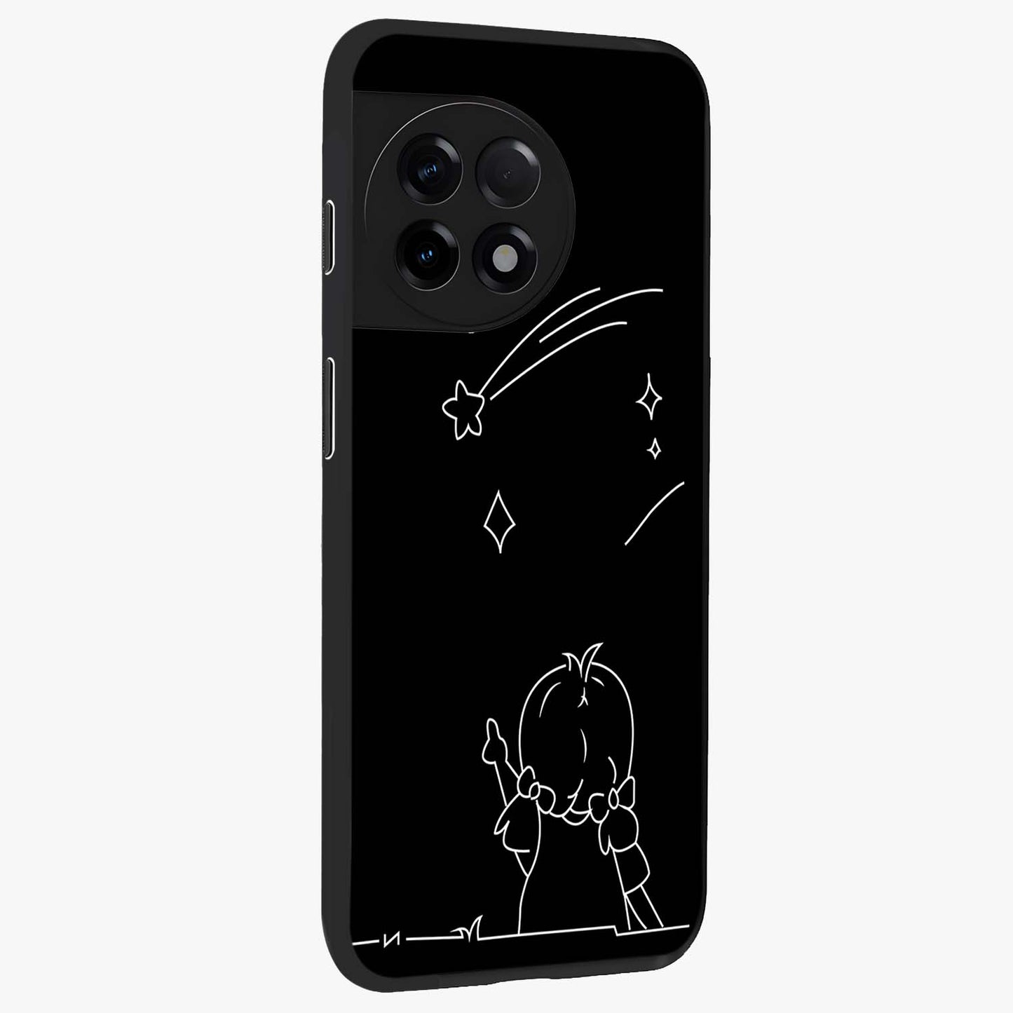 Line Art Girl With Shooting Stars Glass Case for OnePlus 11R |1+11R