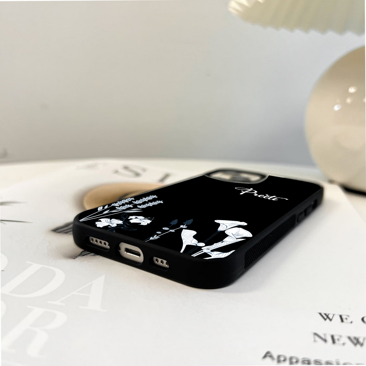 Bloom Custom Name Floral Whisper Glass Case