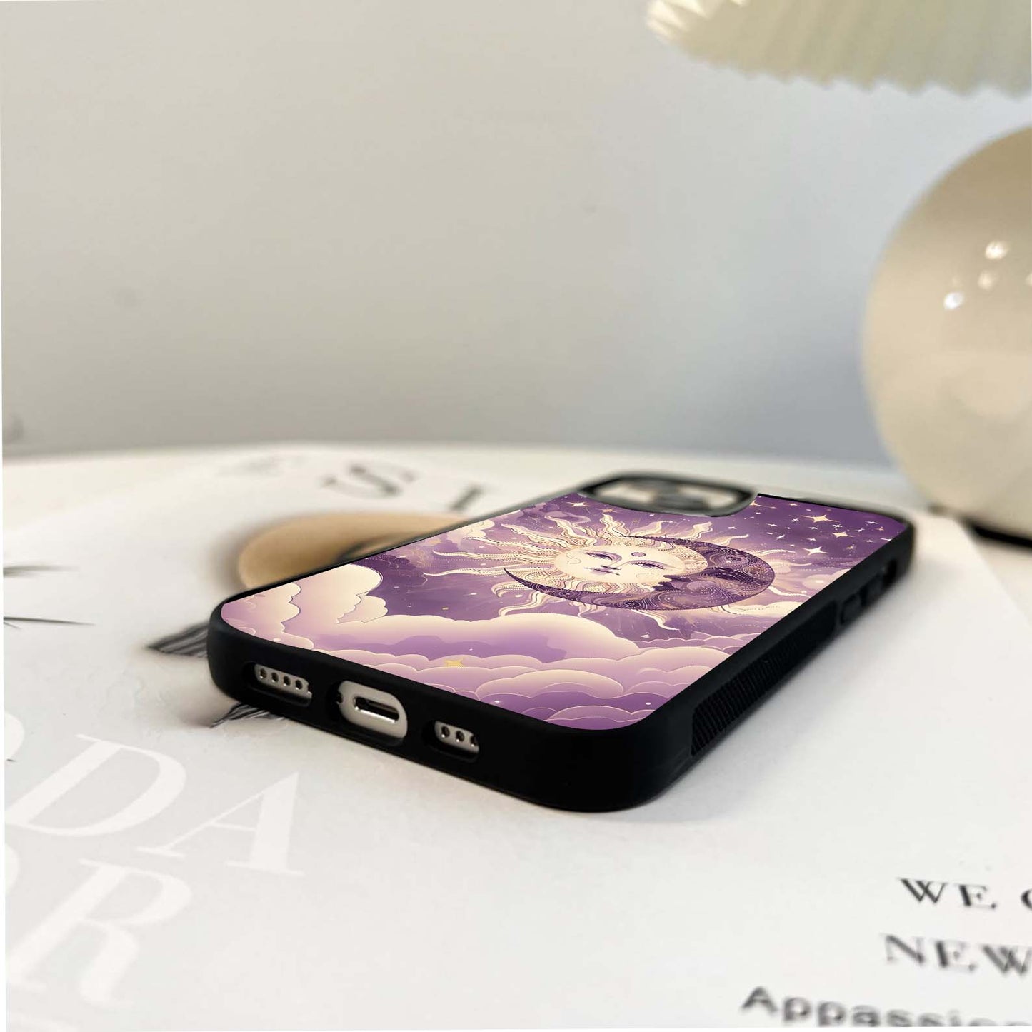 Lavender Sun & Moon Glass Case