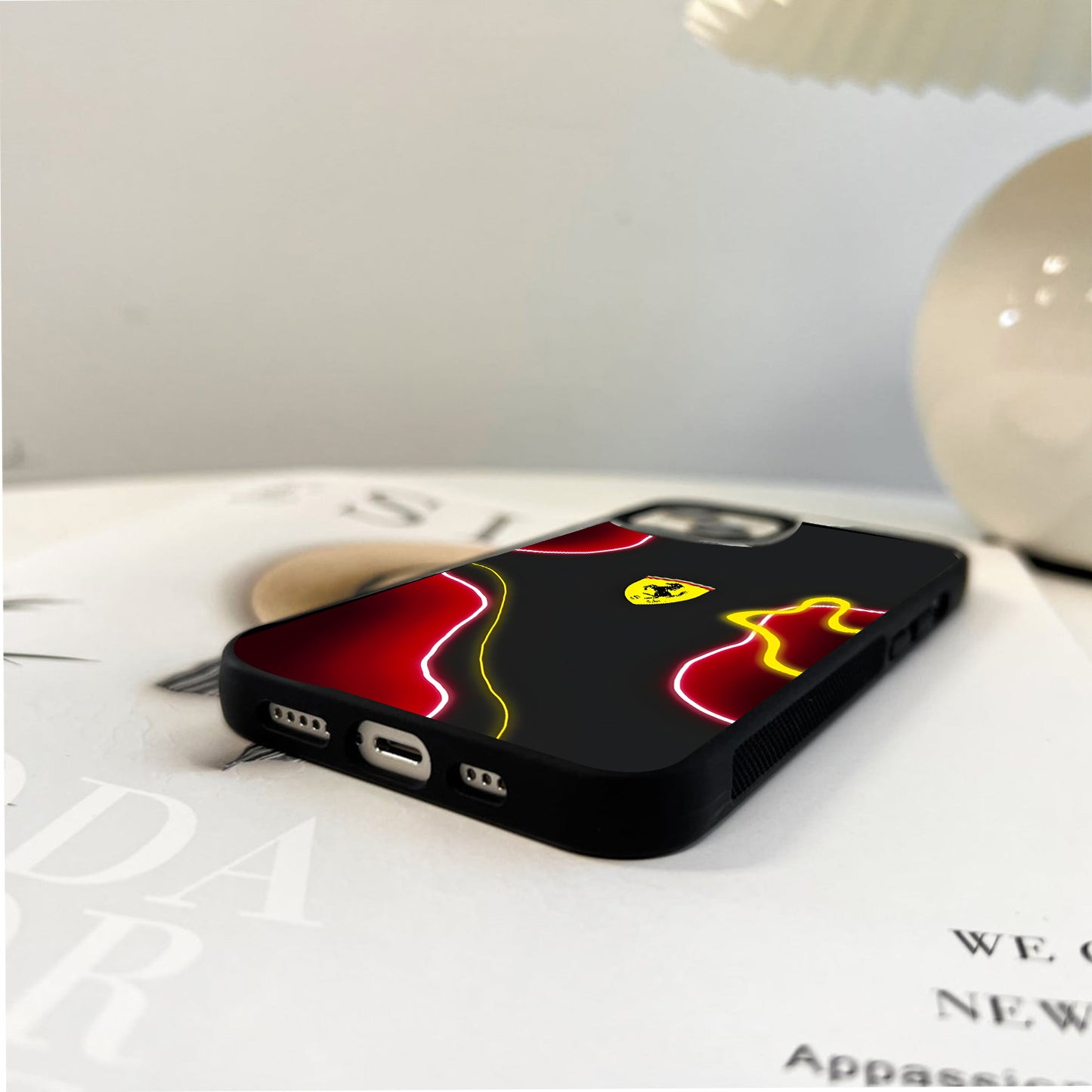 Ferrari Neon Racing Lines Glass Case