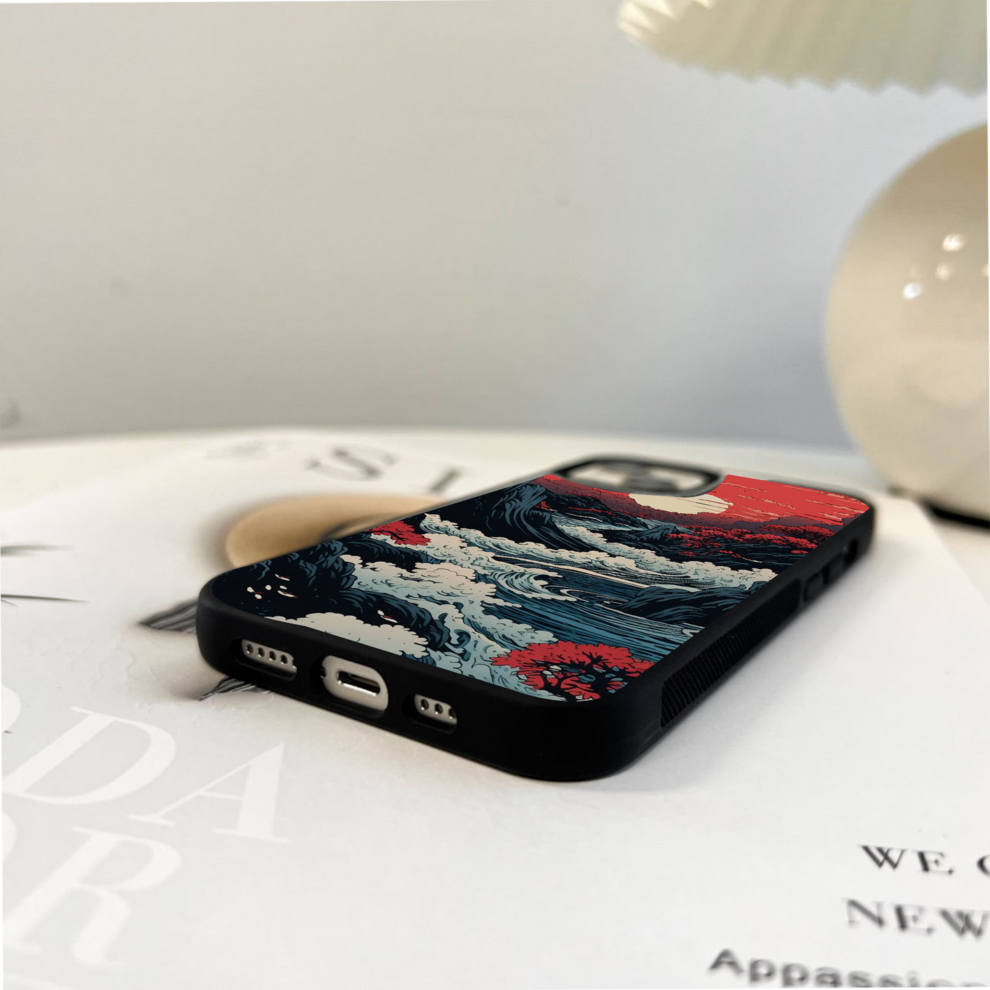 Red Sunset Scenery Glass Case