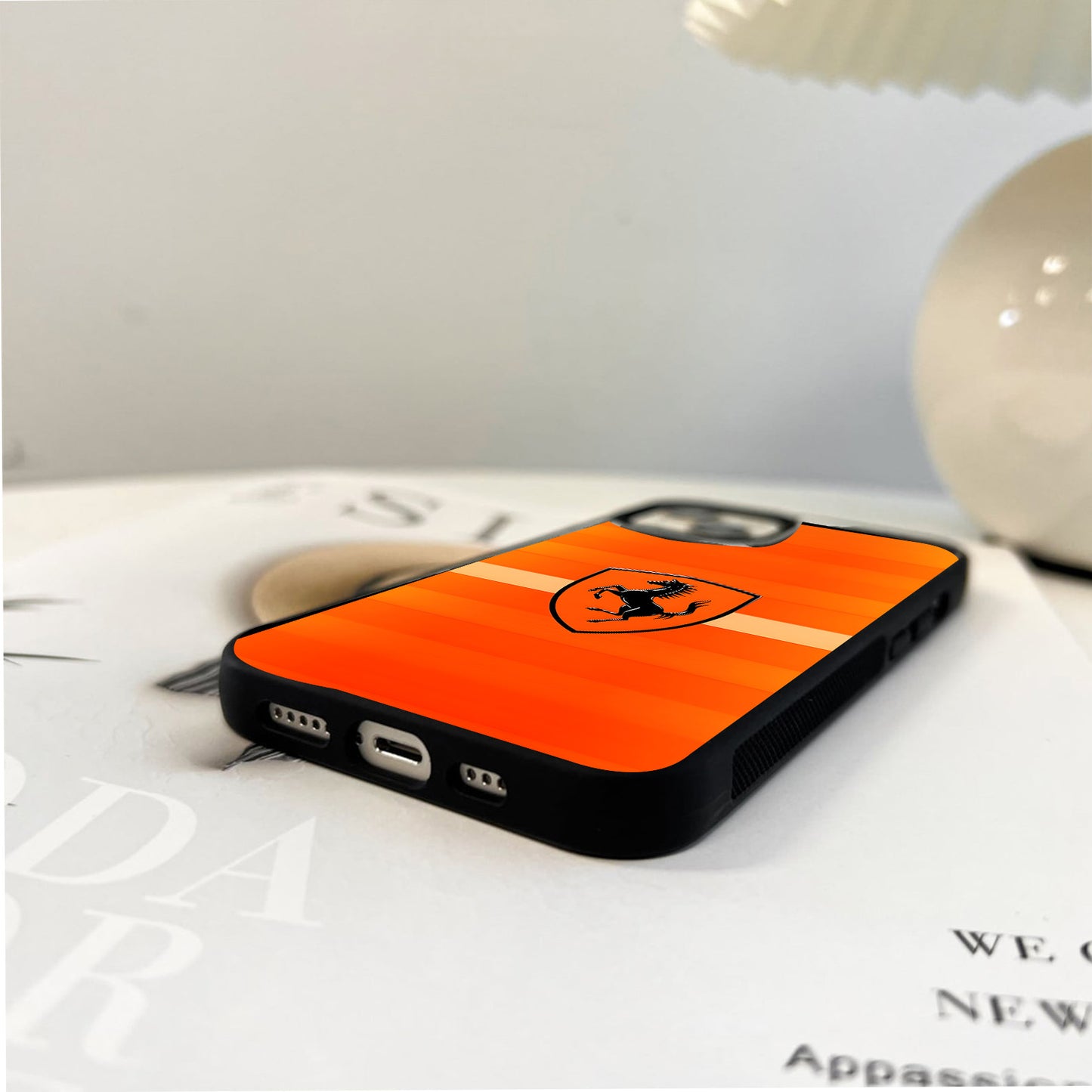 Ferrari Orange Horse Shield Glass Case