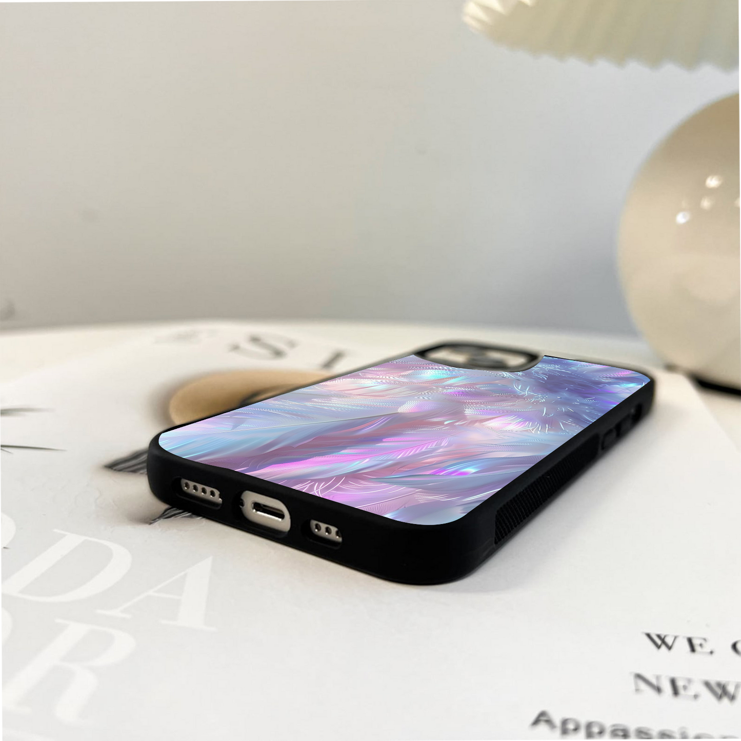 Ethernal Colored Feather Glass Case