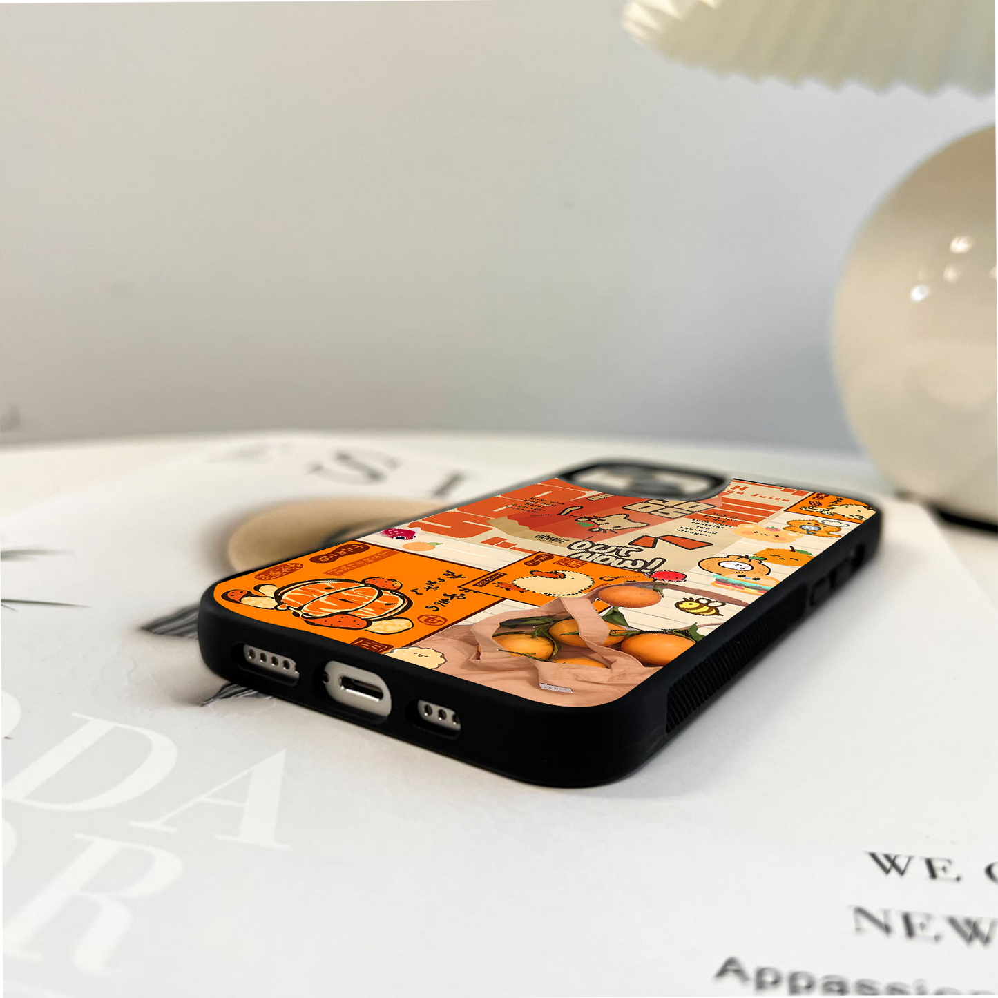 Orange aesthetic preppy Glass Case