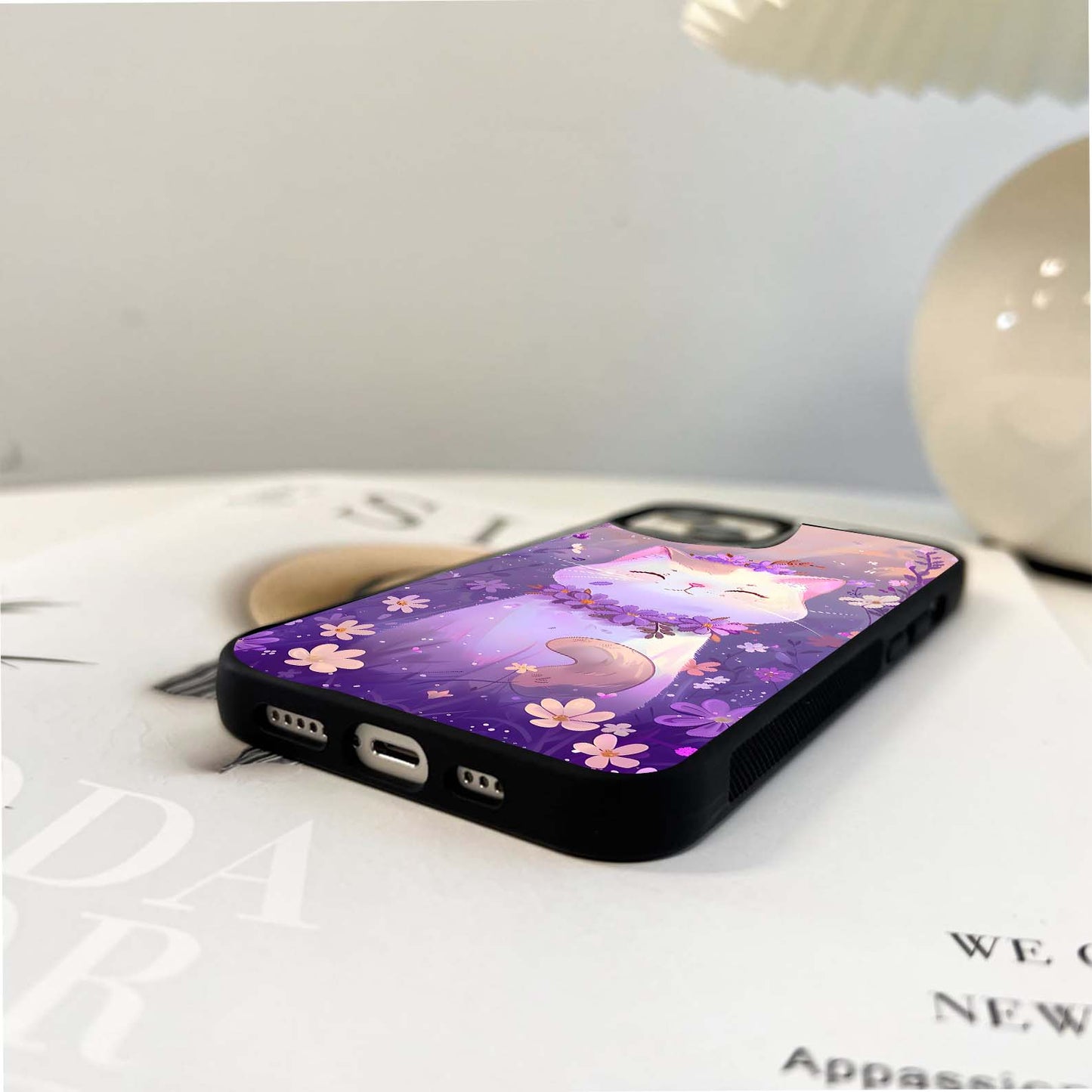 Lavender Cat Bliss Glass Case