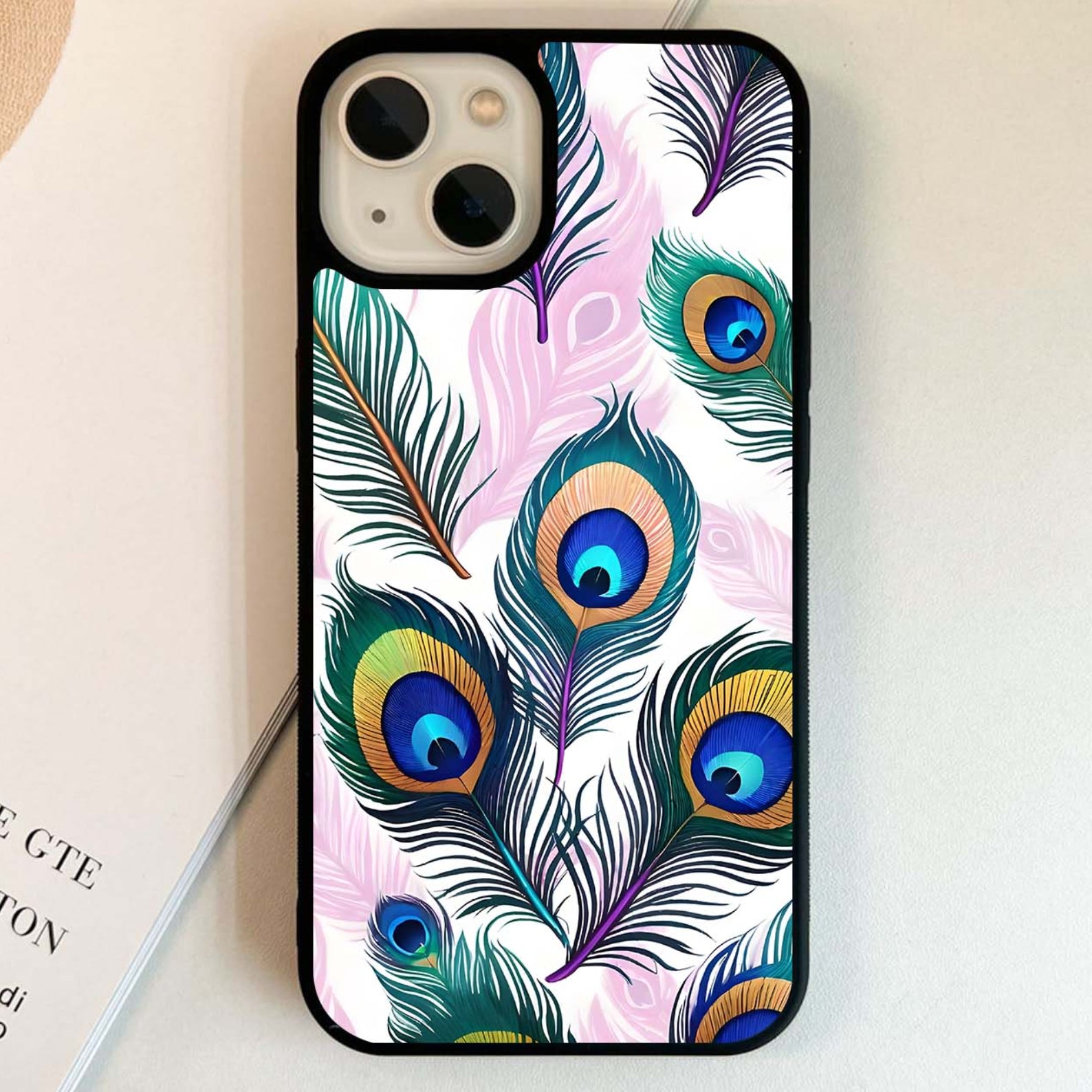 Royal Peacock Feathers Glass Case Phone Villa 