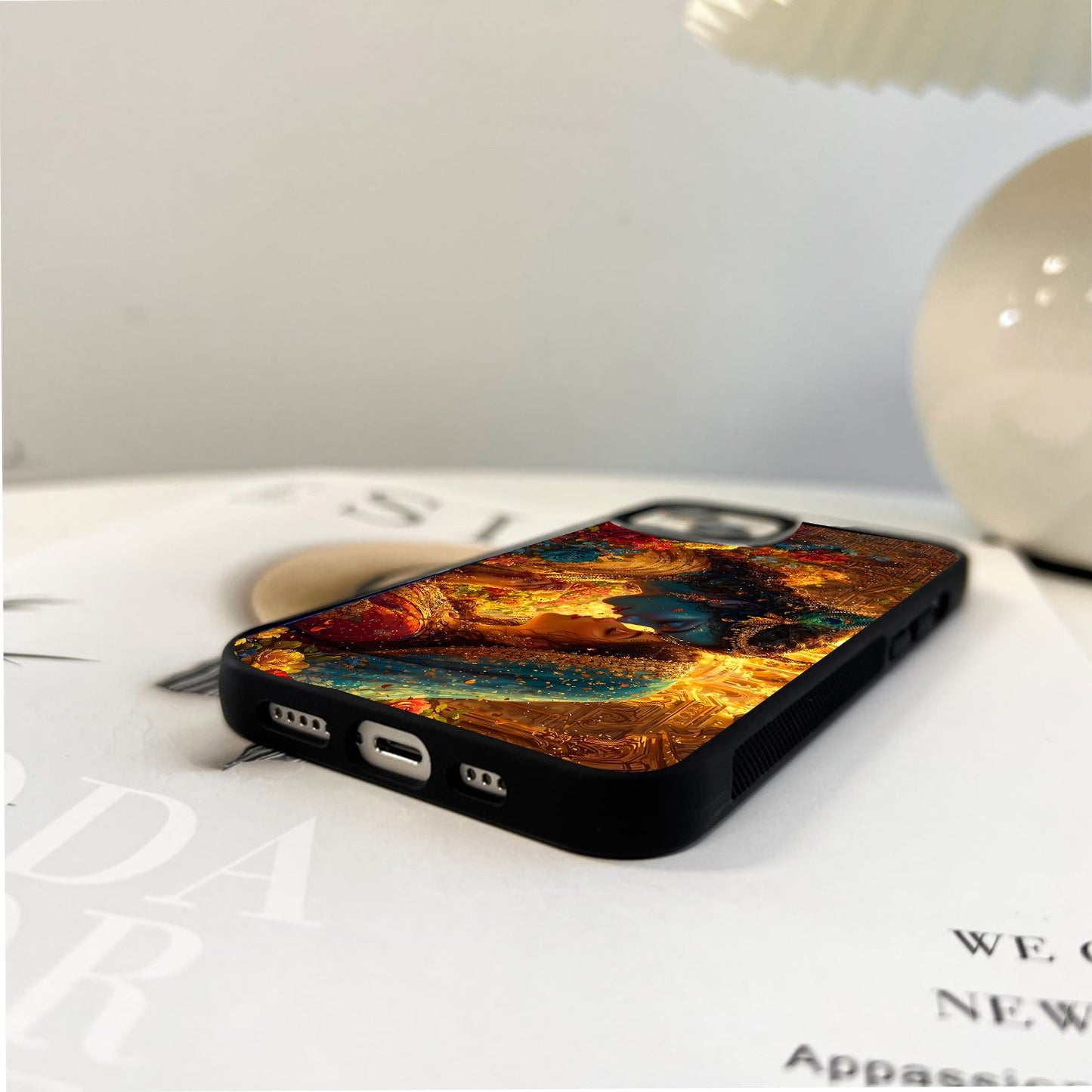 Radha Krishna Floral Love Glass Case