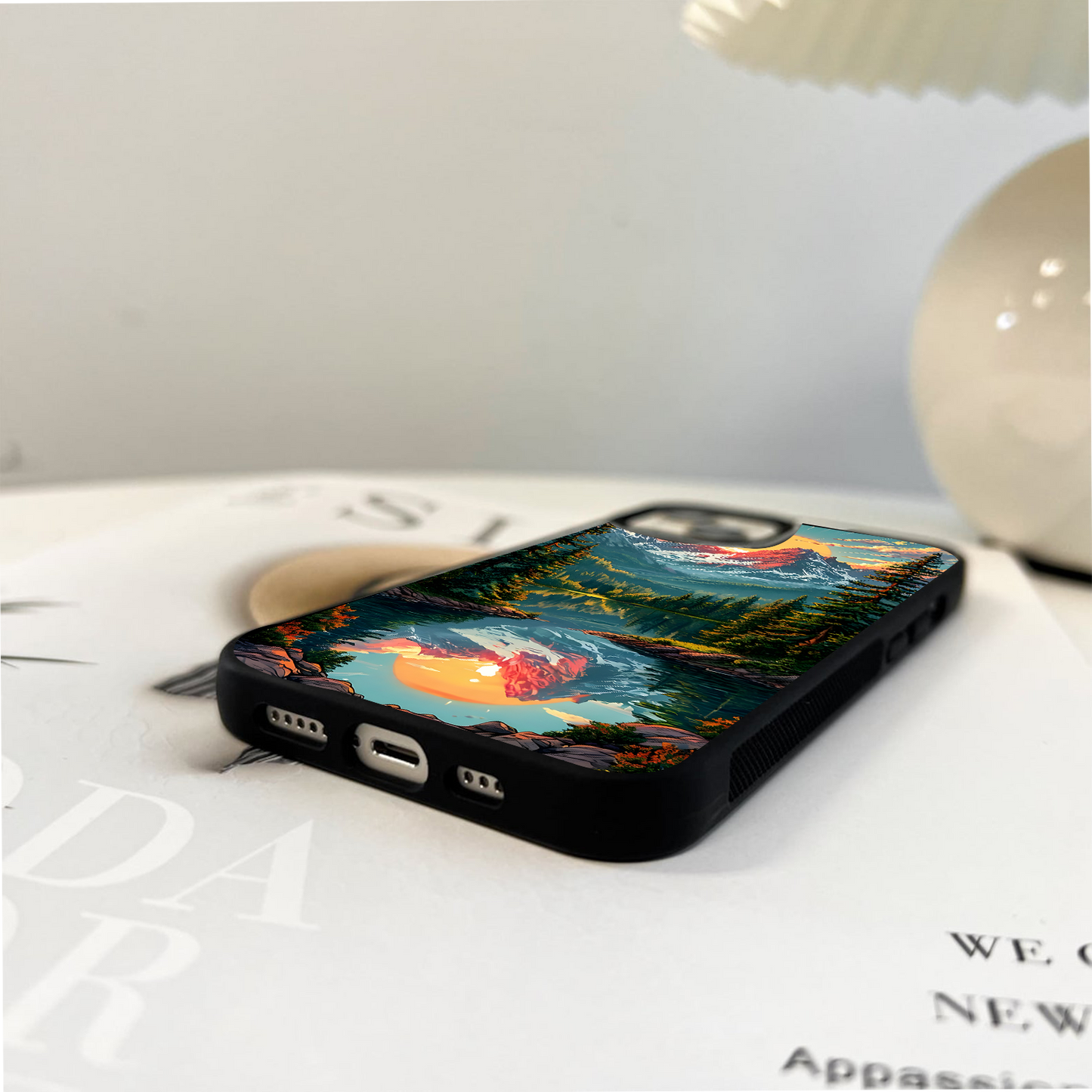 Bright Mountain Lake Glass Case