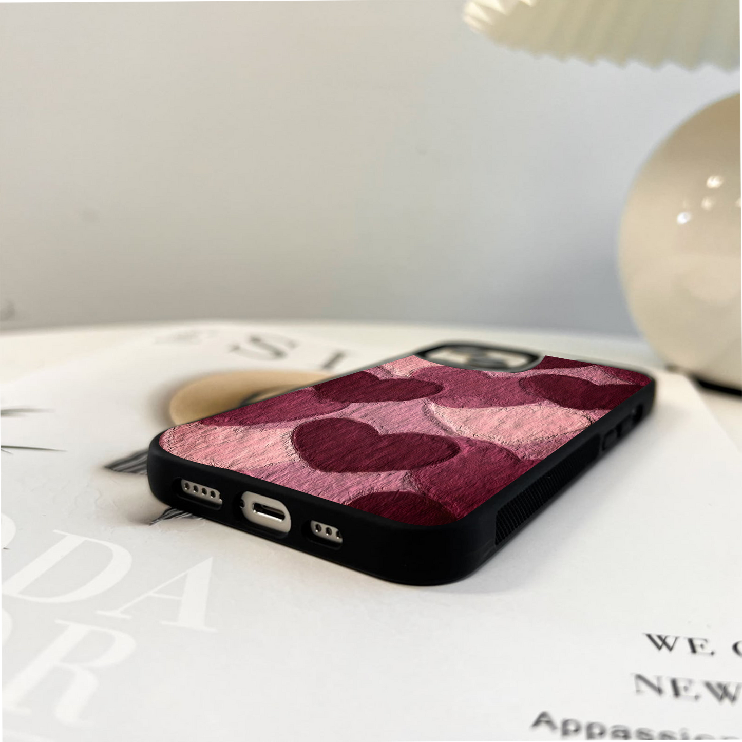 Layered Paper Hearts Glass Case