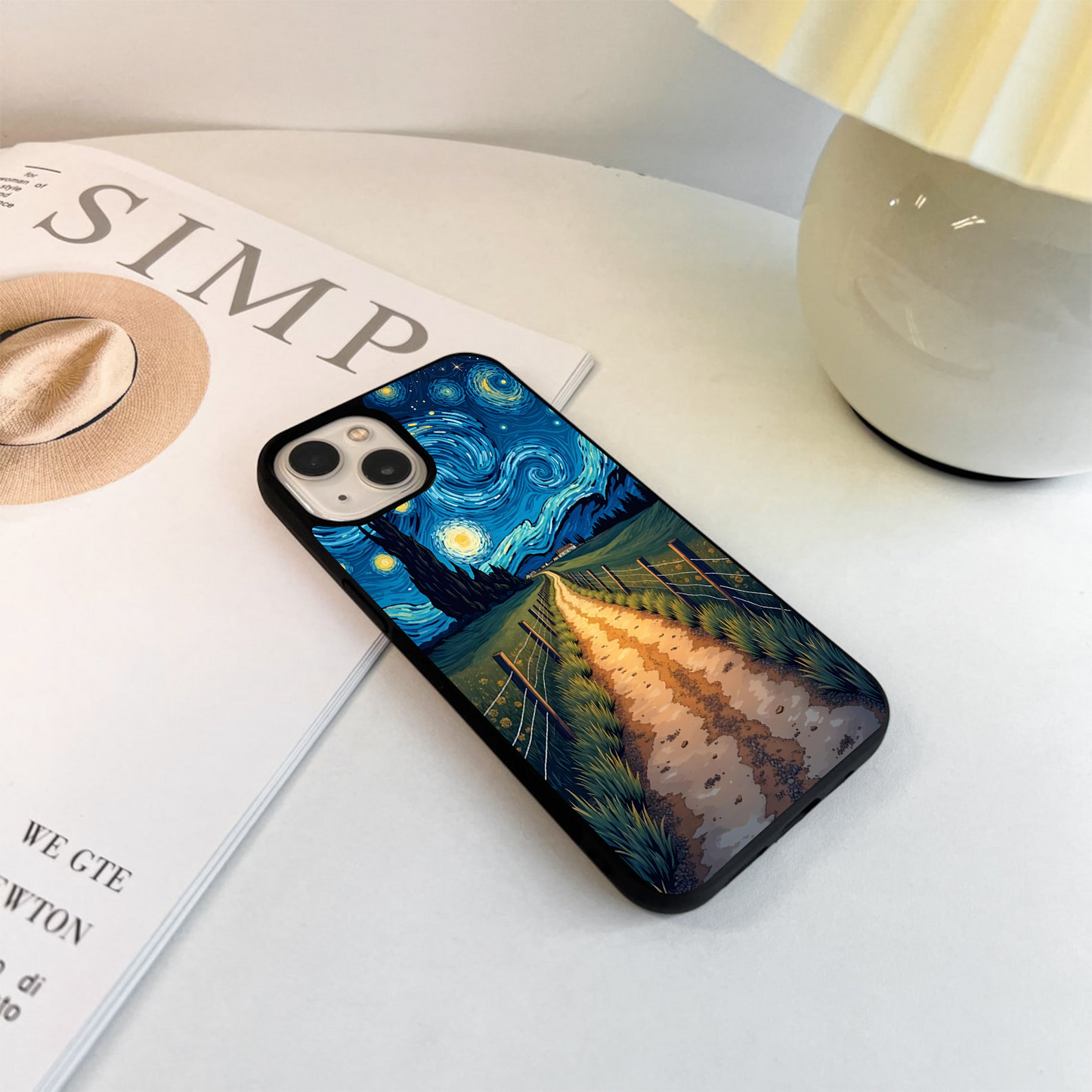 Starry Night Road Glass Case