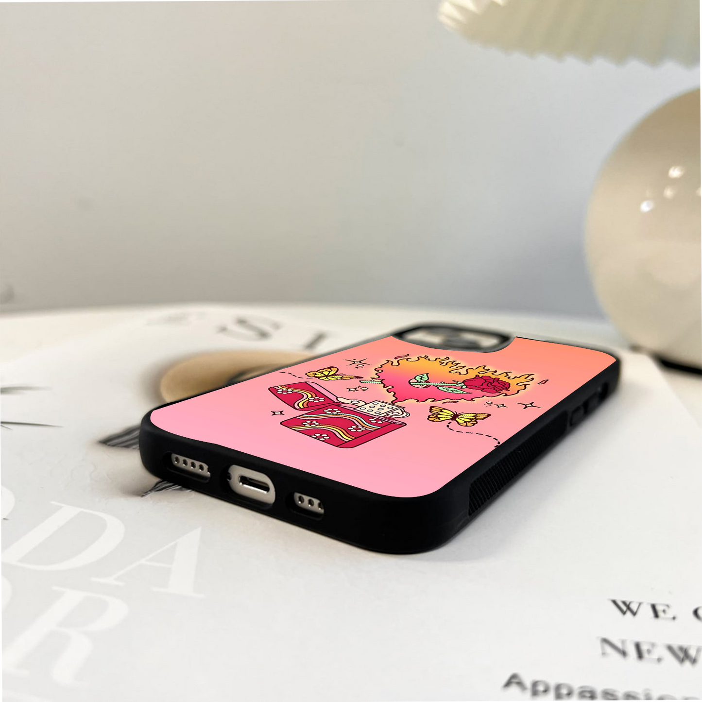 Burning Heart Flame Glass Case