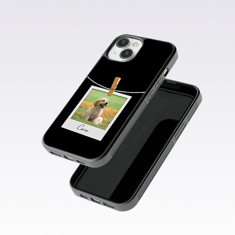 Polaroid Frame Custom Photo With Name Glass Case