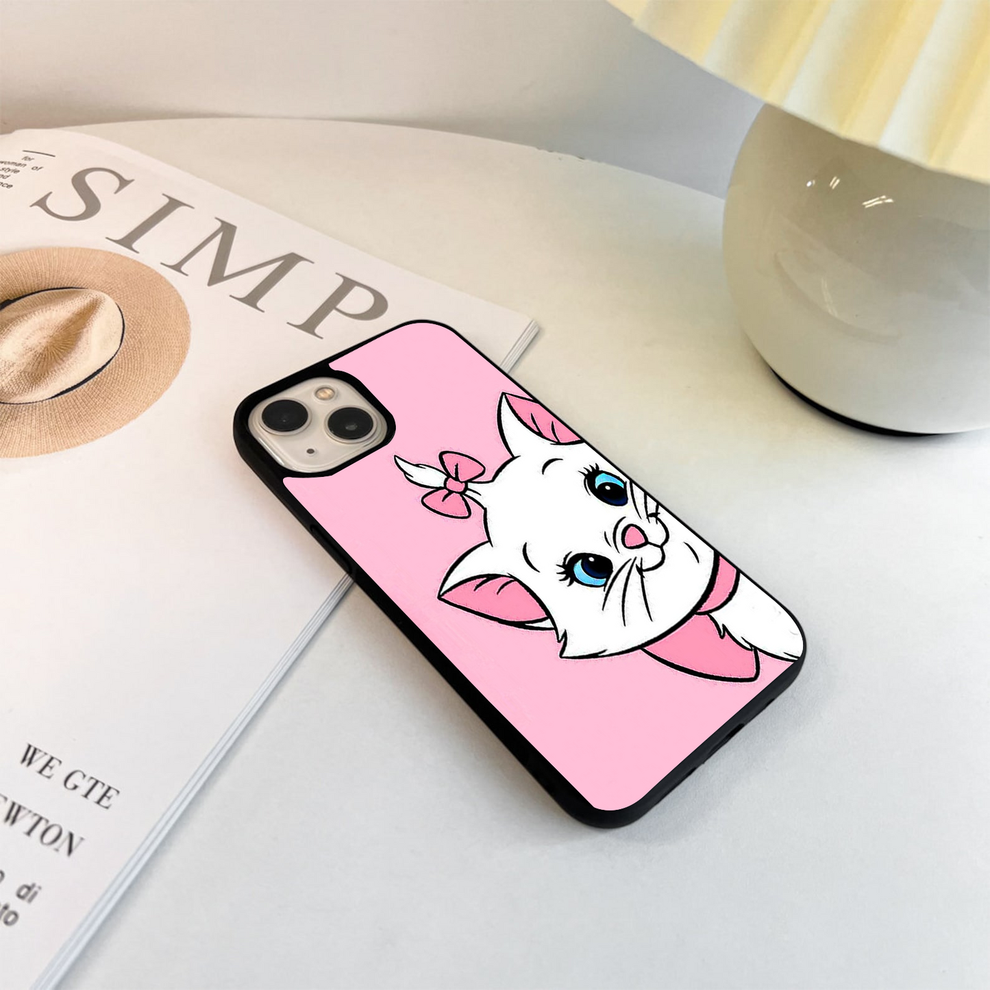Pink Cute Kitty Glass Case