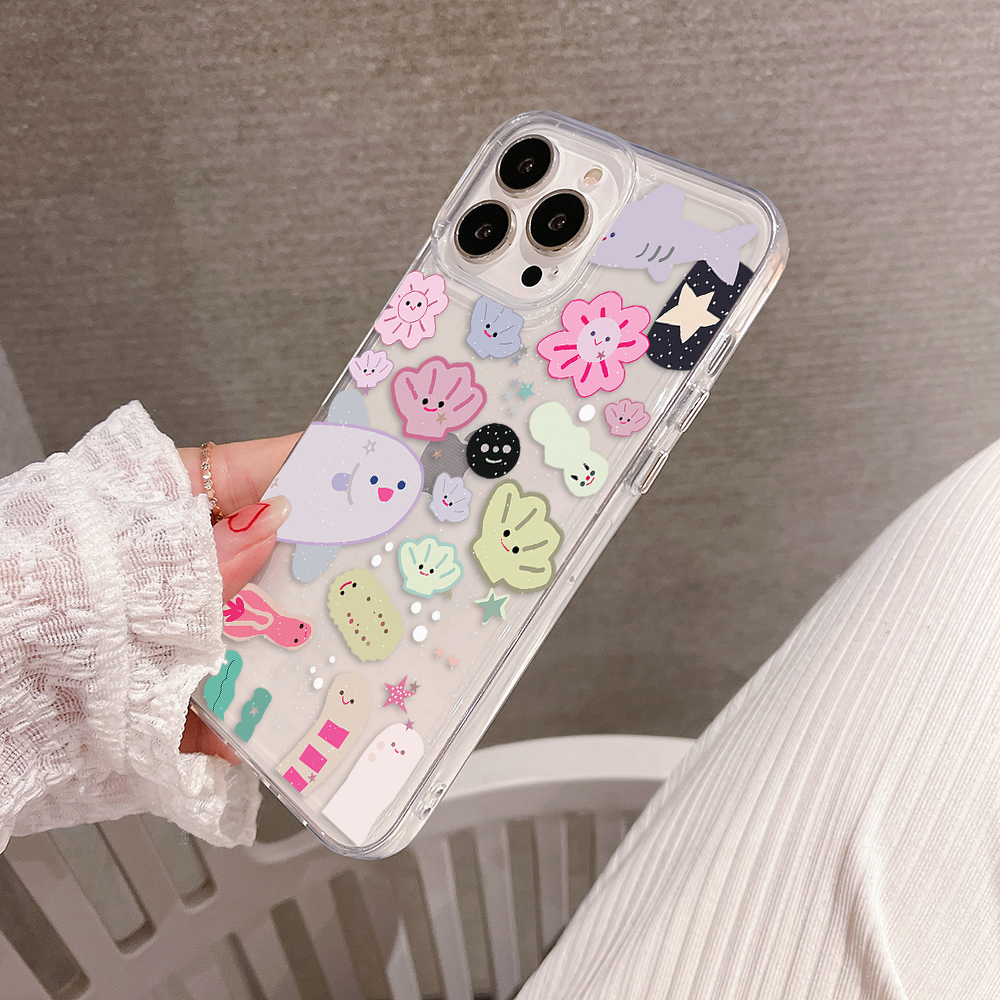 Cute Toony Graphics-Multicolor Toons Clear Silicon Cover