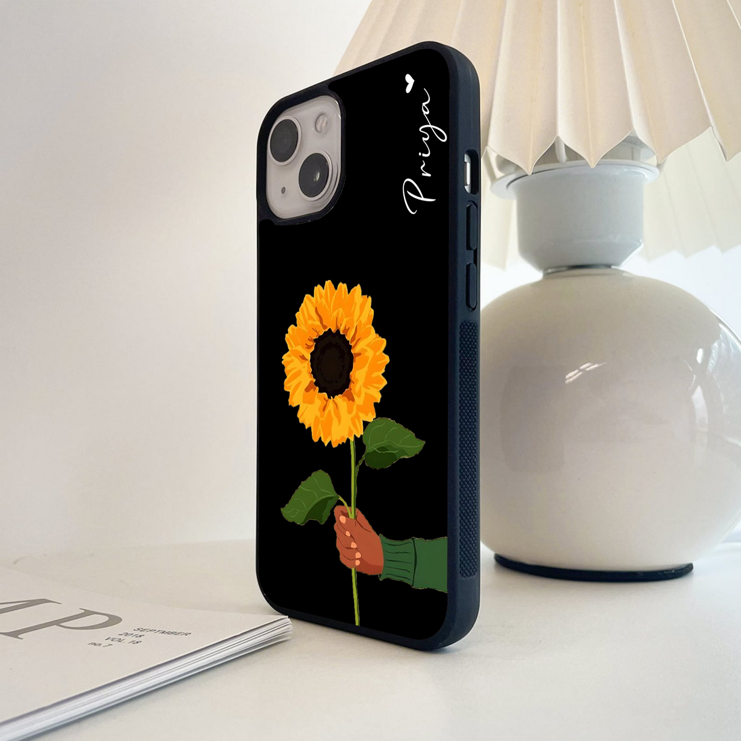 Sunflower Custom Name Glass Case