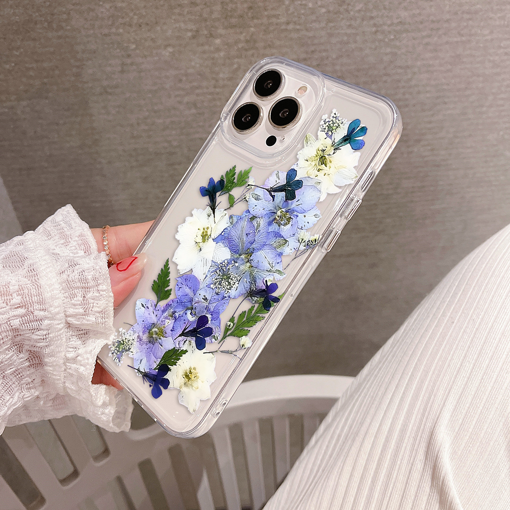 White & Lavender Tulip Clear Silicon Cover