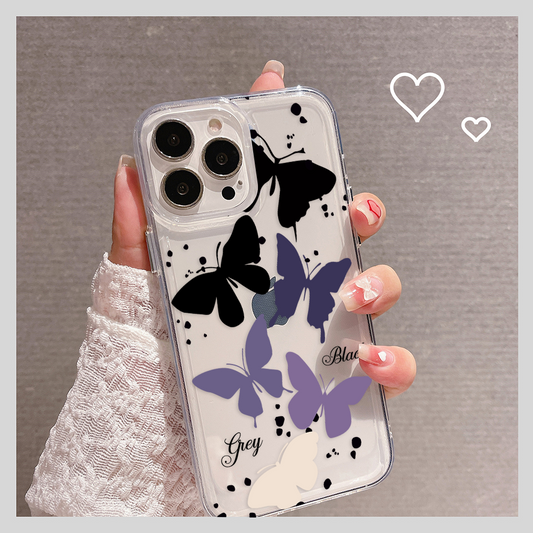 Black & Purple Butterfly Clear Silicon Cover