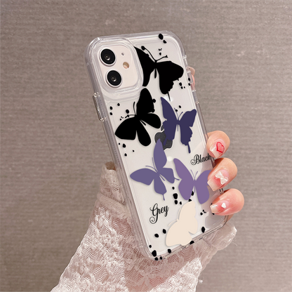 Black & Purple Butterfly Clear Silicon Cover
