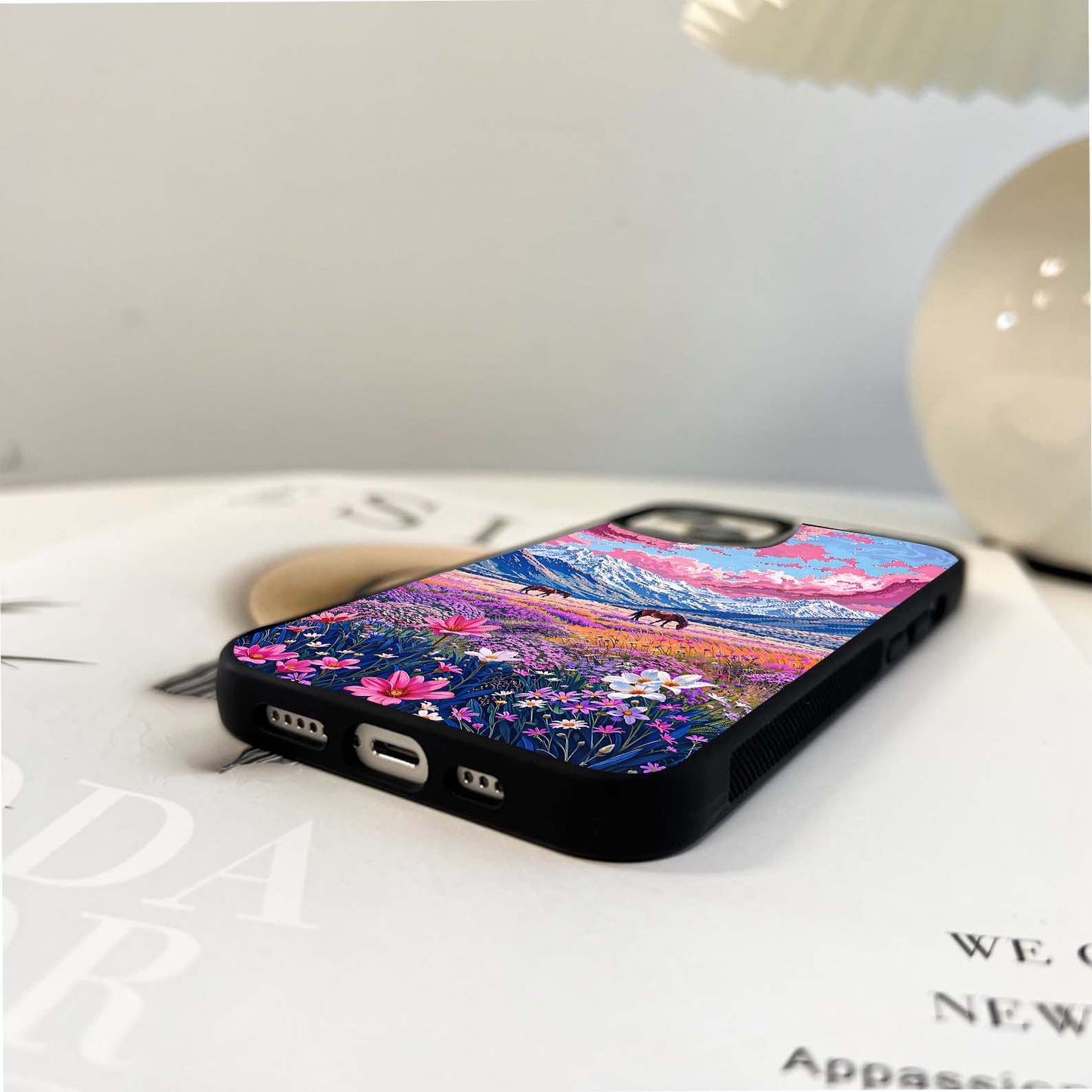 Dreamy Floral Pastures Glass Case