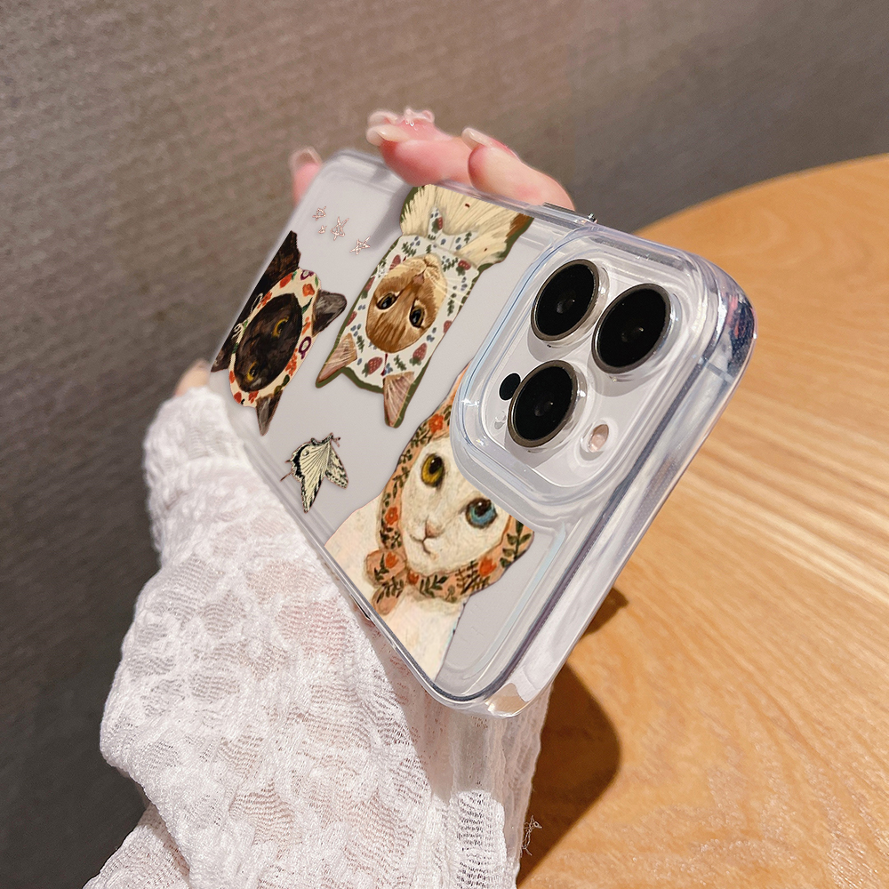Aesthetic Cat Trio Clear Silicon Cover