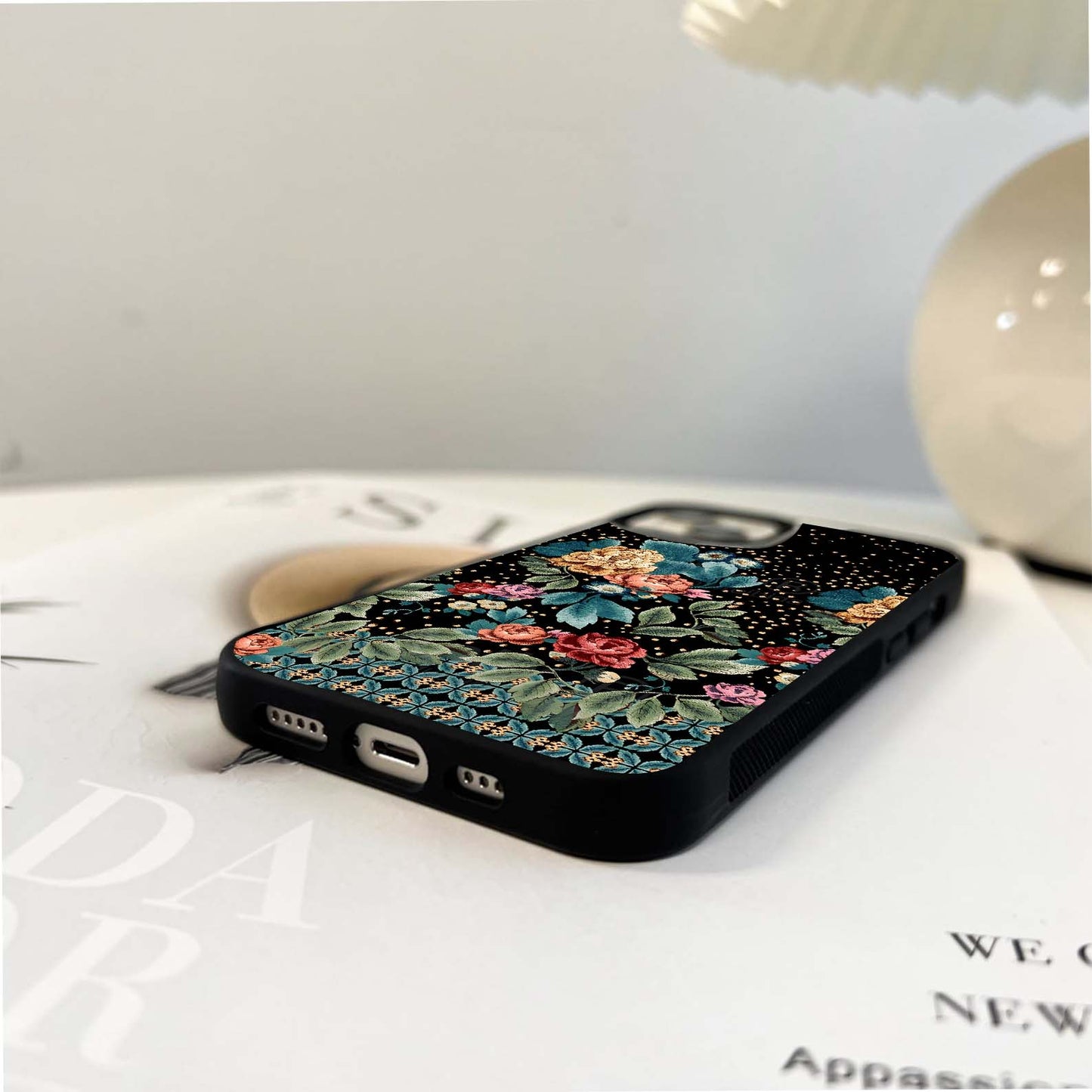 Floral Textile Design Glass Case