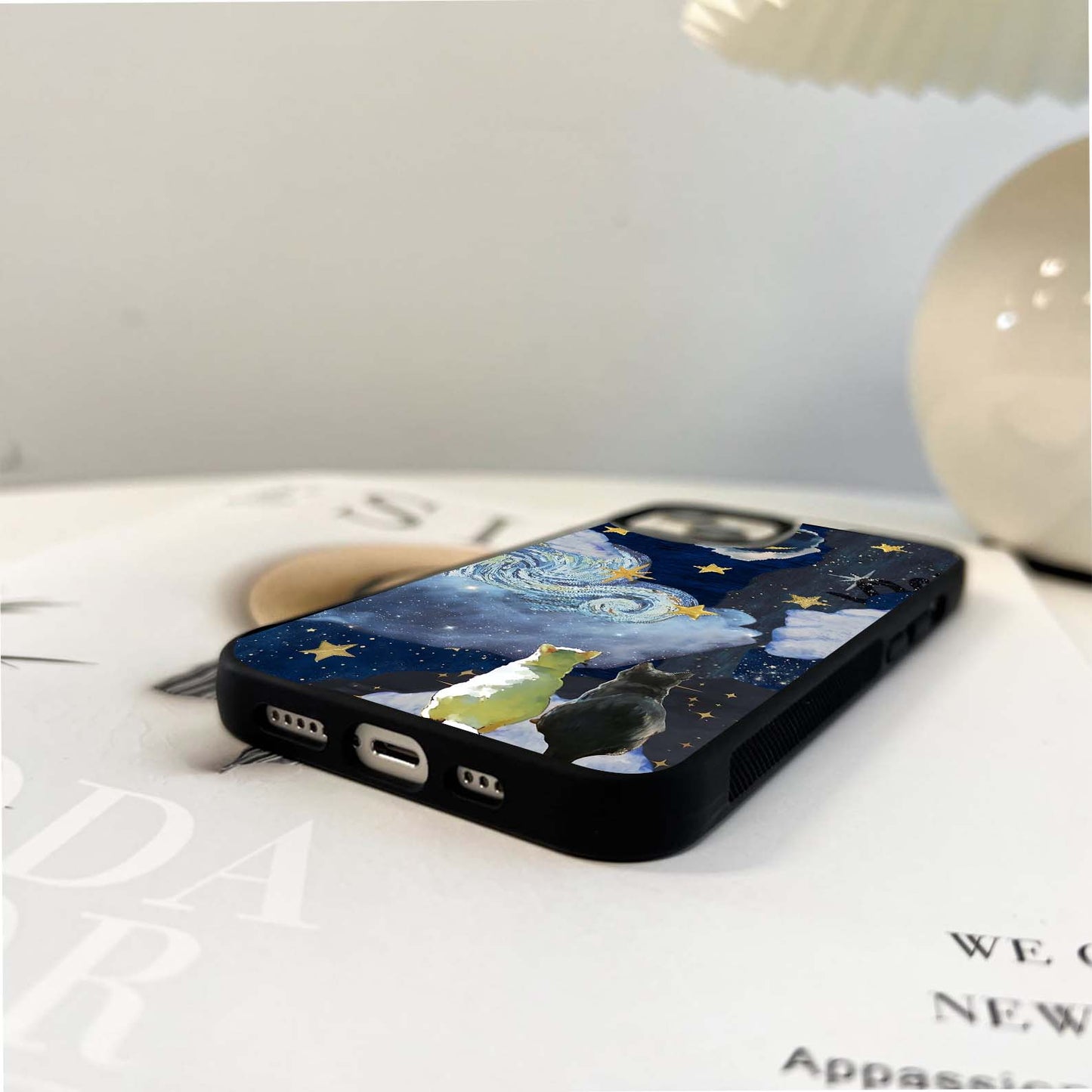 Moonlit Feline Gaze Glass Case