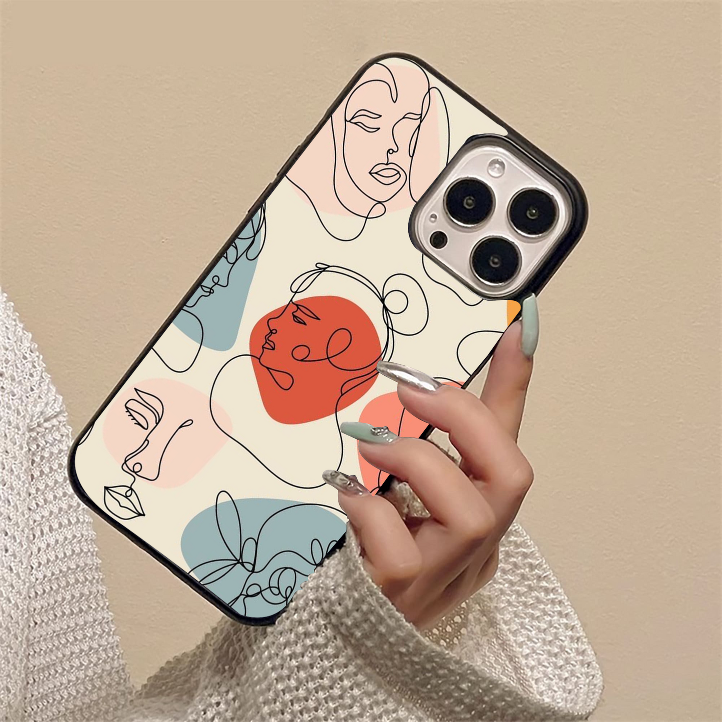 Abstract Face Art Pattern Glass Case