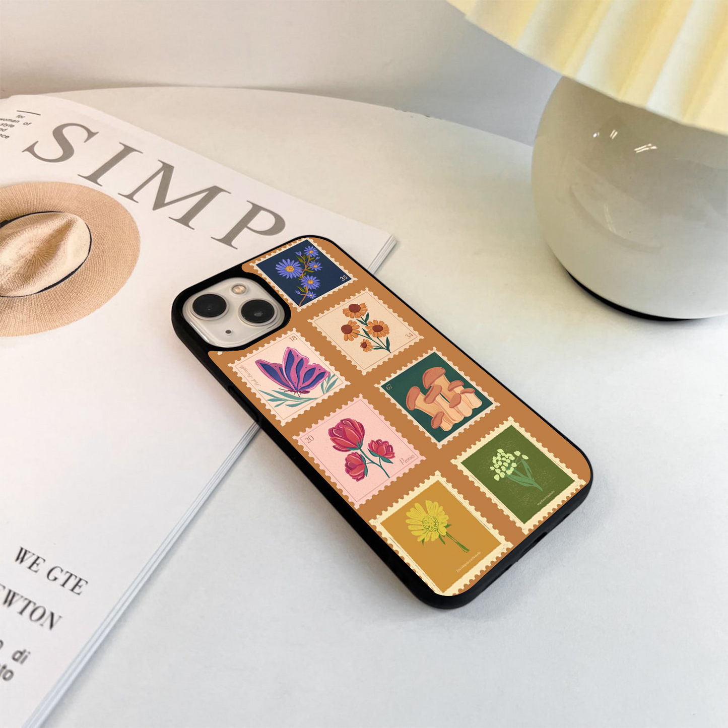 Floral Postage Aesthetic Glass Case