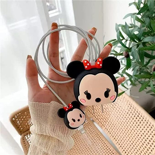 Minnie Cartoon Silicon Apple iPhone Charger Case | Lightning Charger/Cable Protector Cover for iPhone Charger