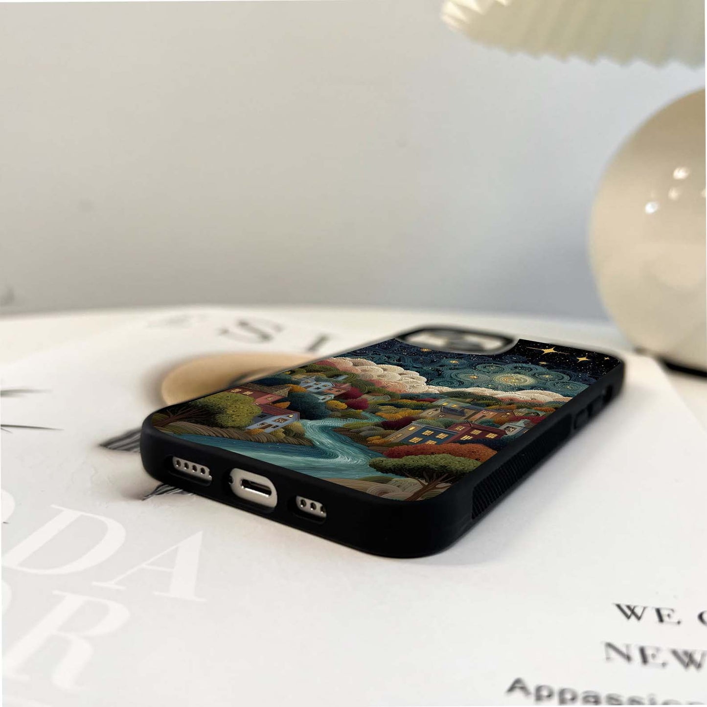 Moonlit Village Whispers Glass Case