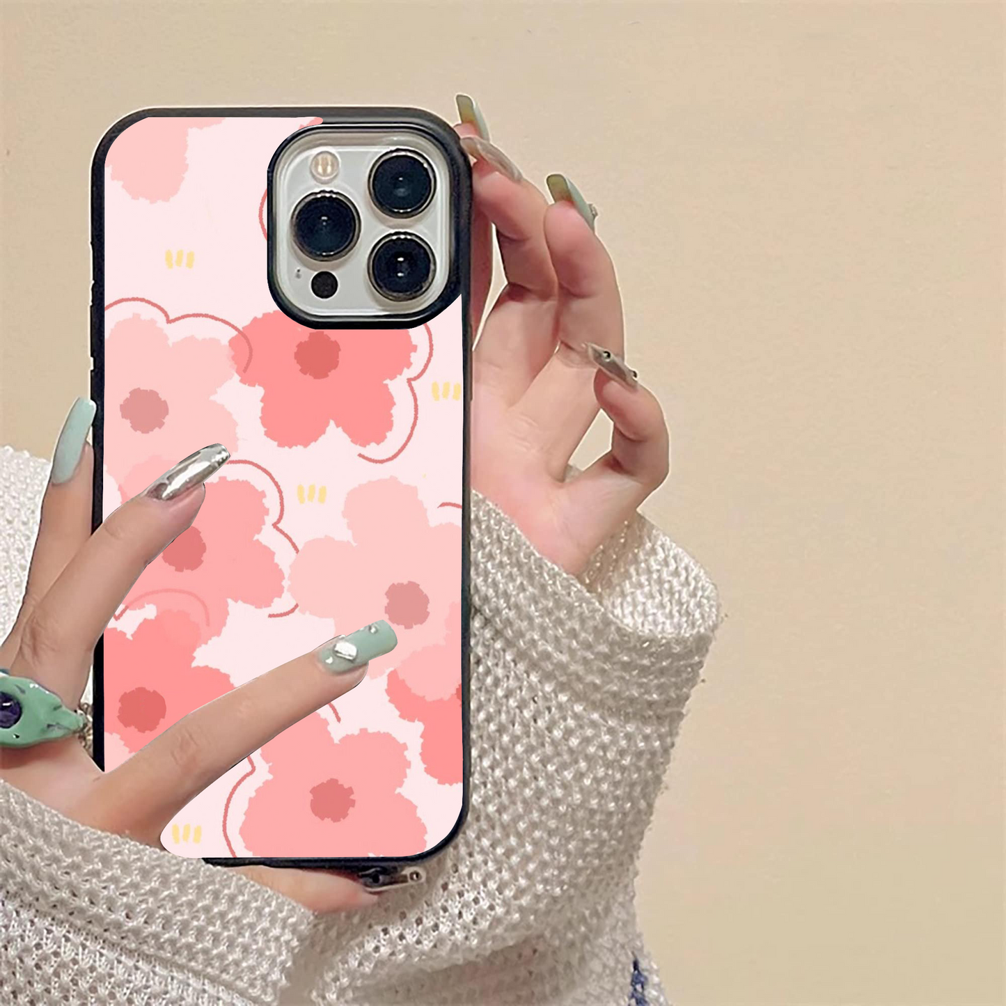 Peachy Bloom Aura Design Glass Case