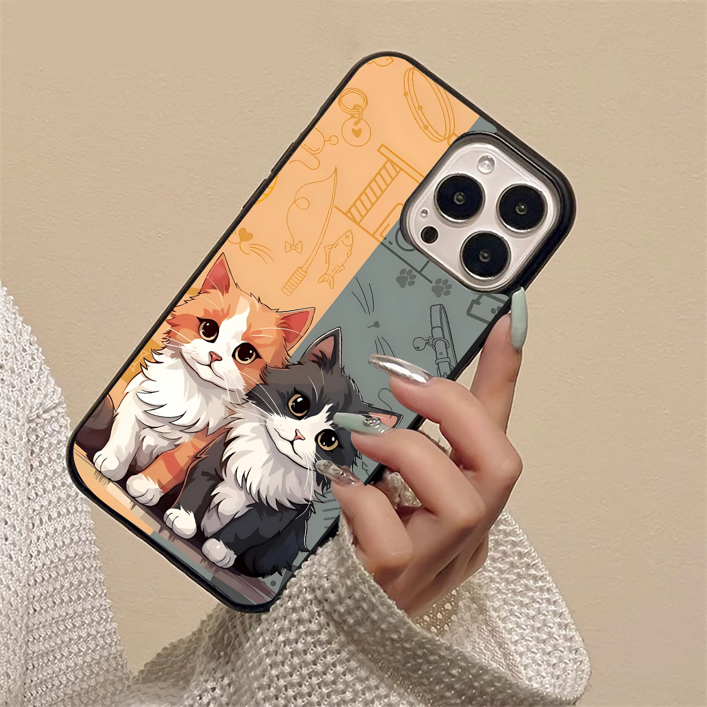 Cozy Cat Duo Glass Case