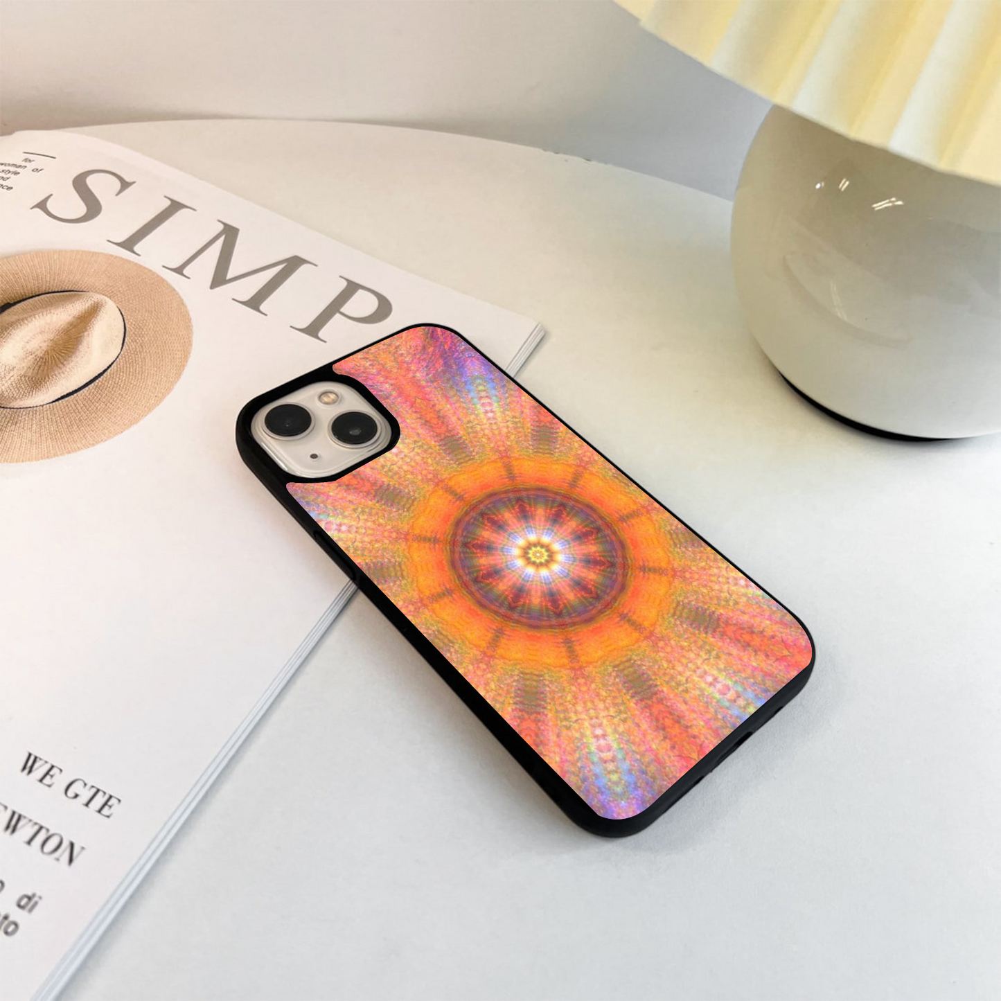 Aurora Mandala Burst Glass Case