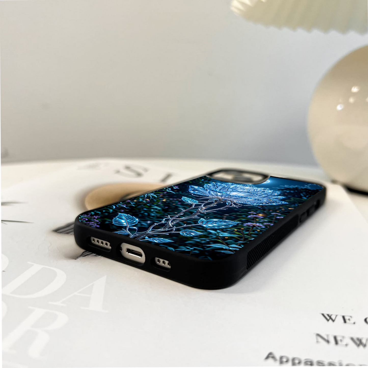 Crystal Moon Lotus Glass Case