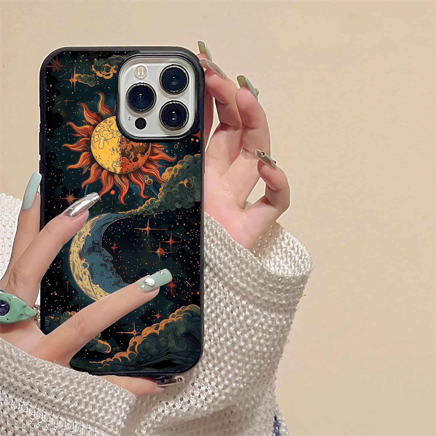 Sun & Moon Magic Design Glass Case
