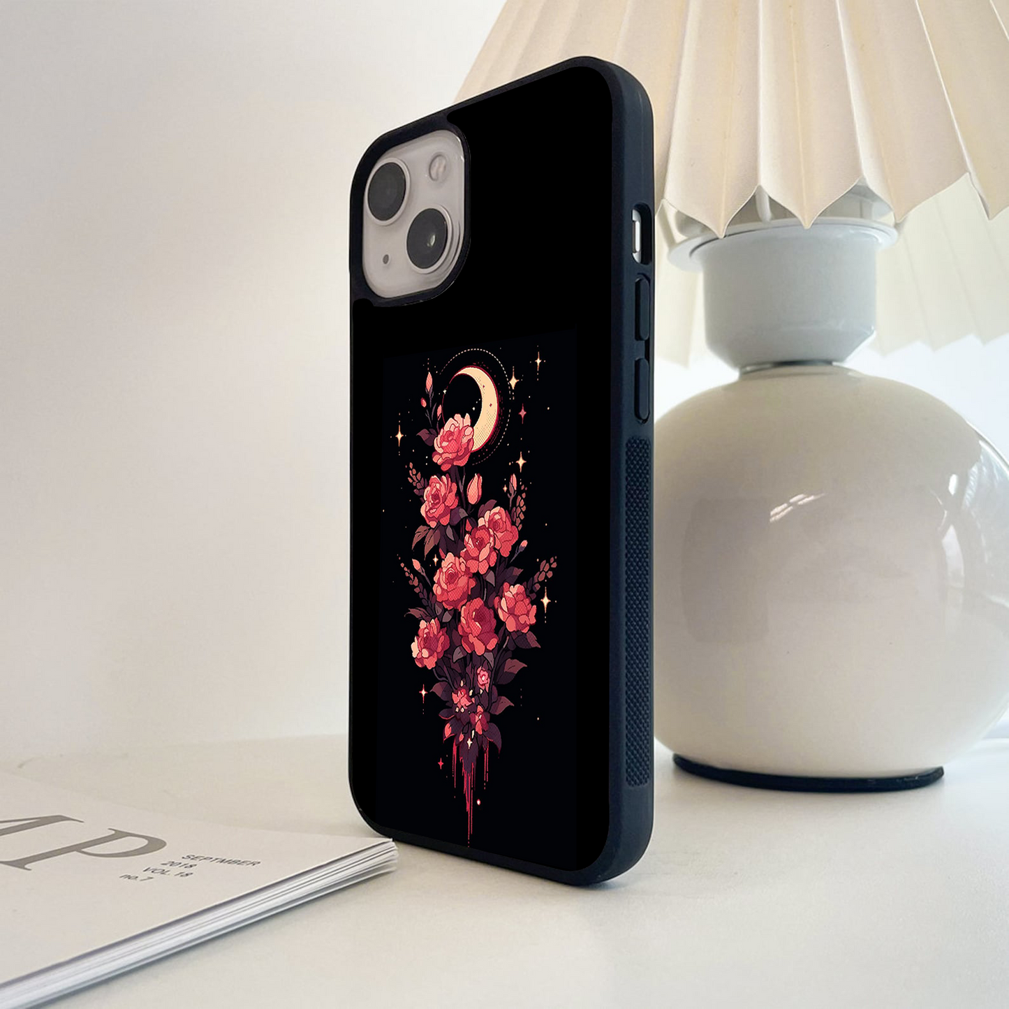 Moonlit Floral Elegance Glass Case