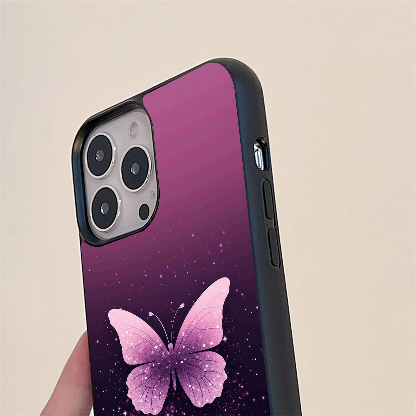 Cute Starry Butterfly Glass Case