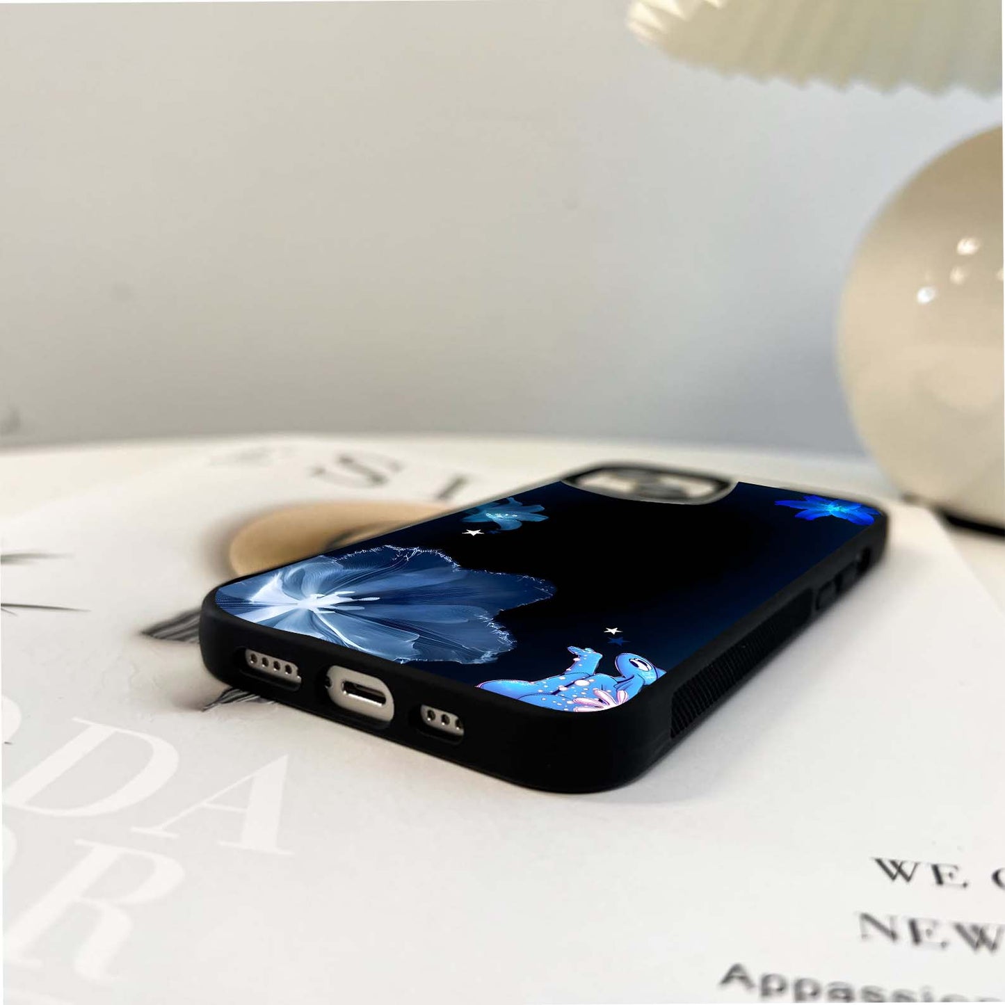 Blue Dream Flowers Glass Case