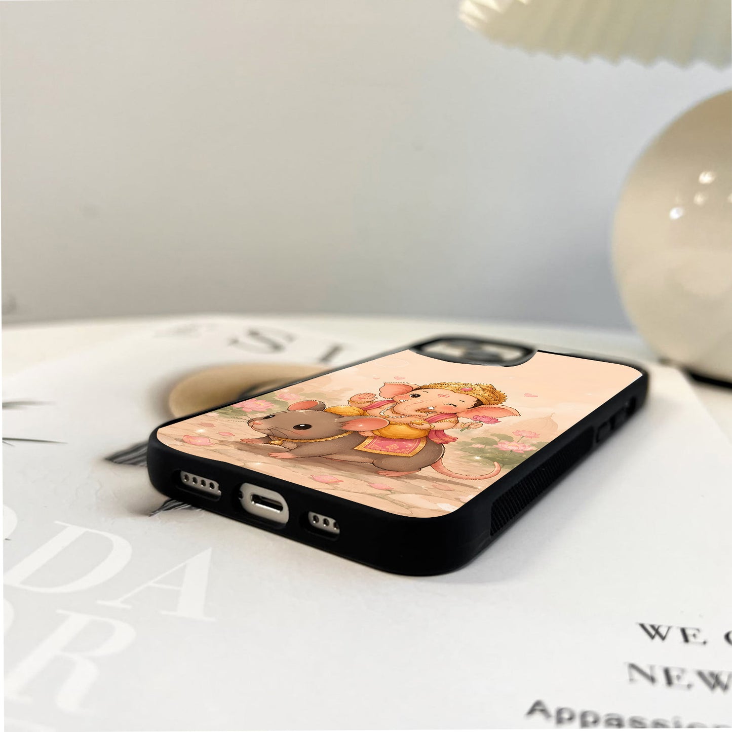 Cute Ganesha Mouse Ride Glass Case