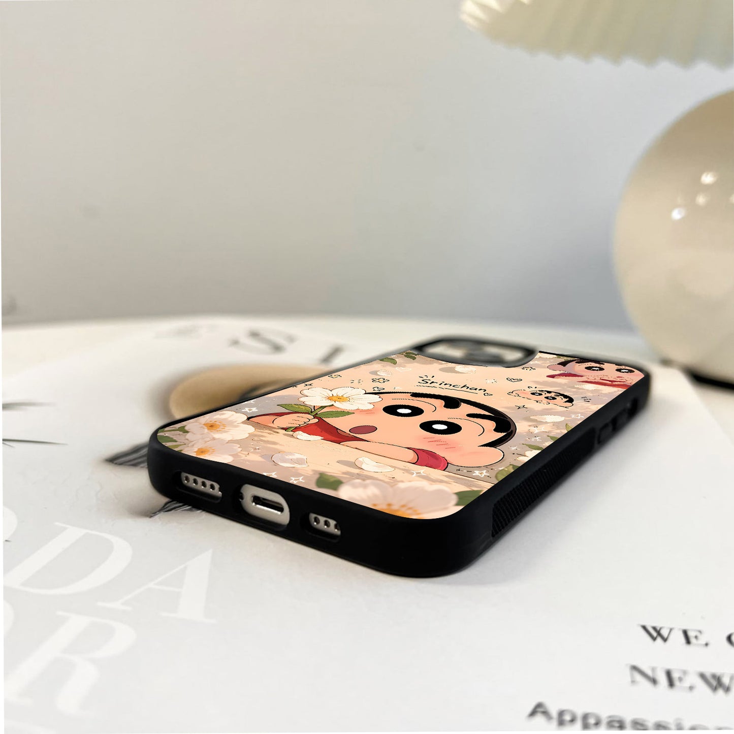 Floral Cute Shinchan Glass Case