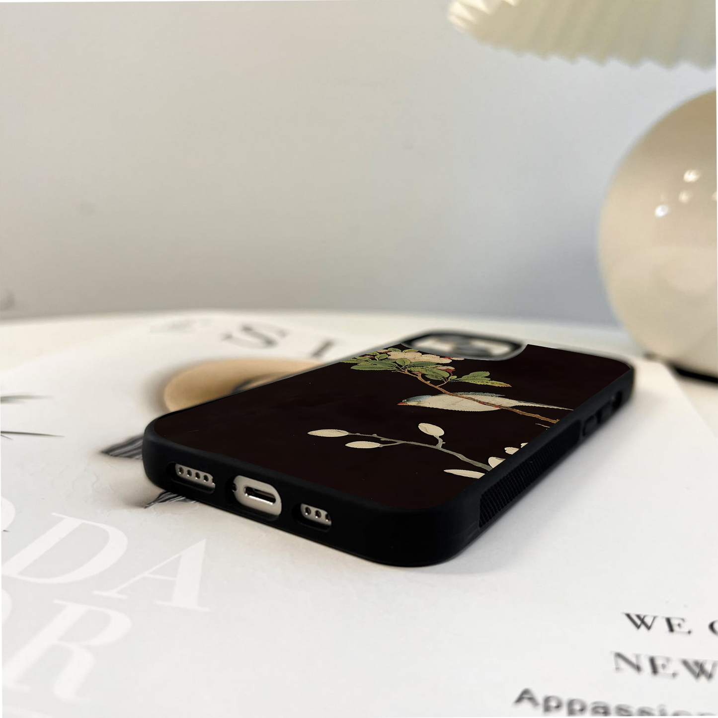 Chirping Blossom Branch Glass Case