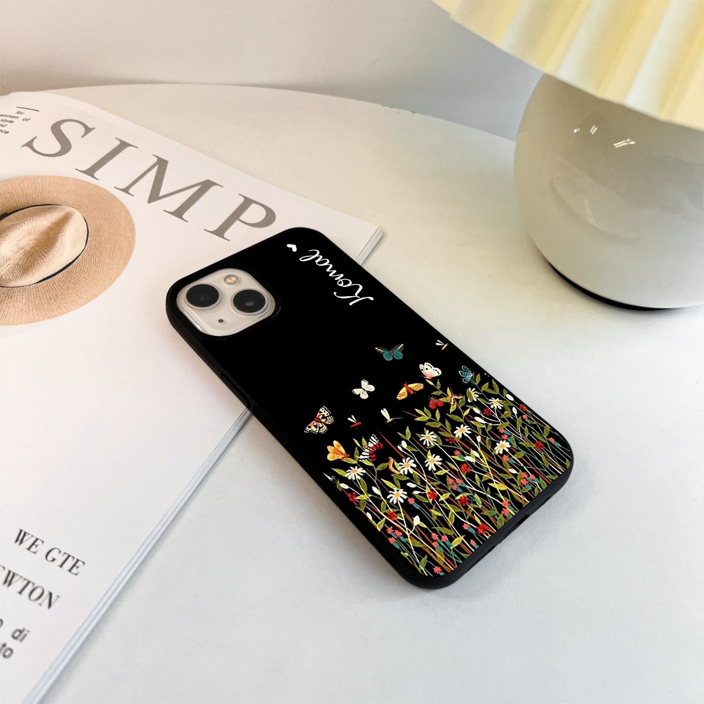 Dark Bloom Wonderland Custom Name Glass Case