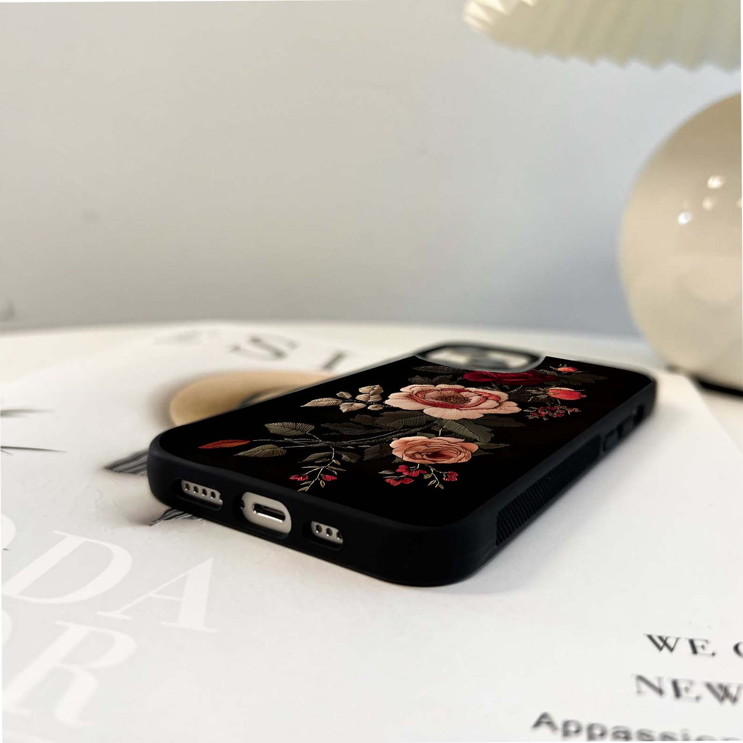 Gothic Rose Embroidery Glass Case