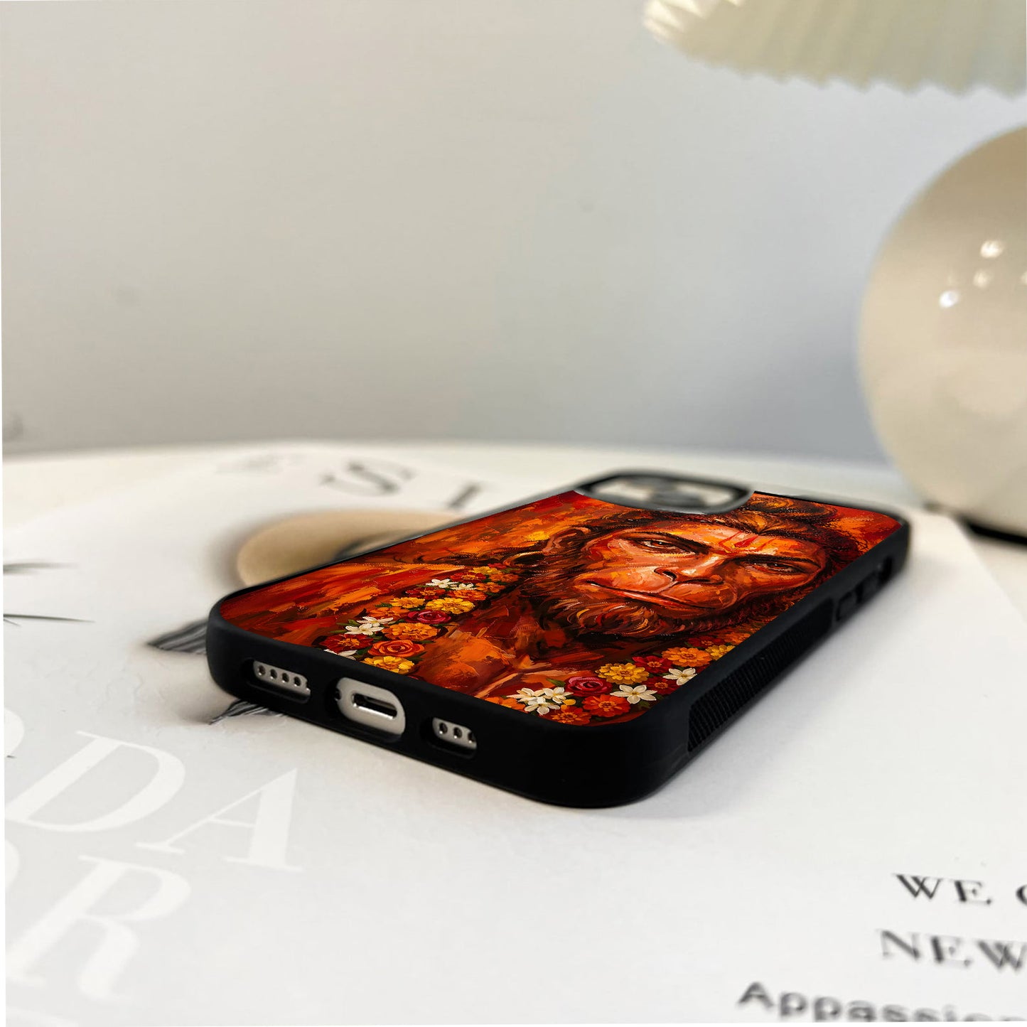 Fiery Hanuman Floral Glass Case