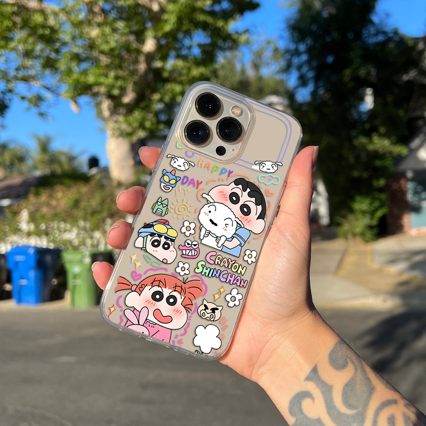 Cute Shinchan Stickers Clear Silicon Cover