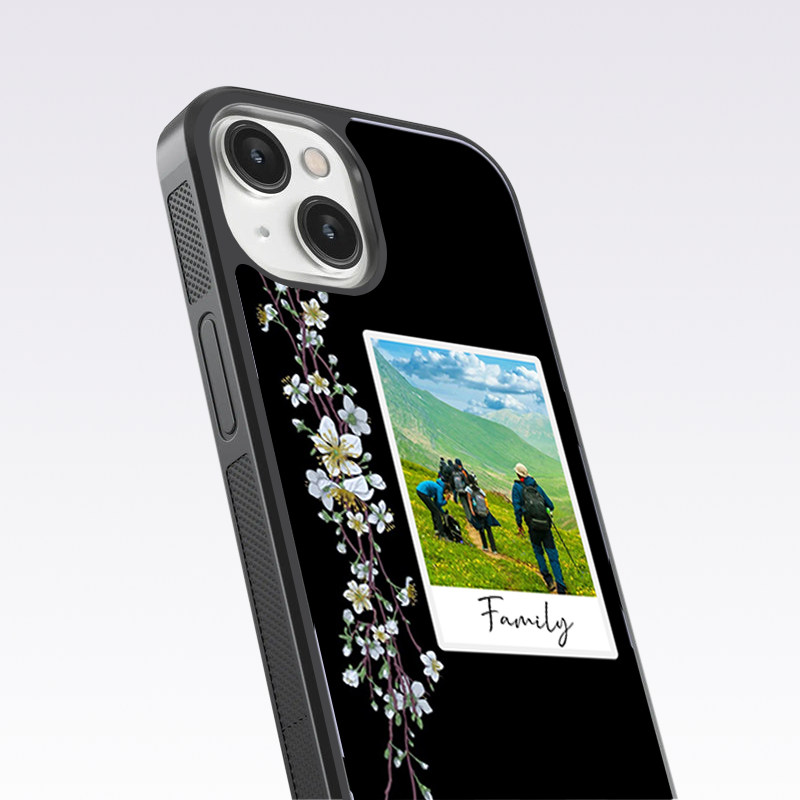 Customized Flower Polaroid Frame Custom Photo With Name Glass Case