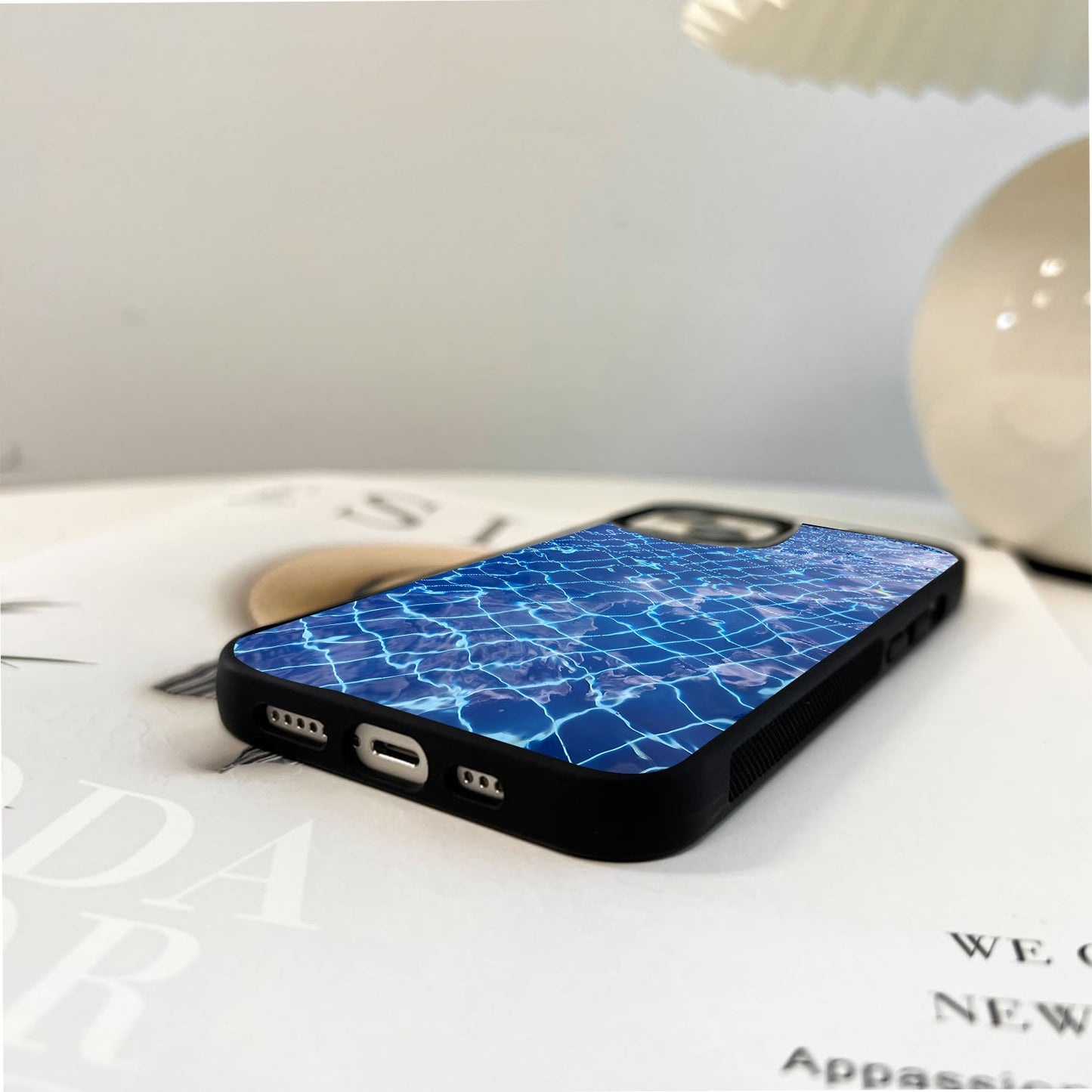 Blue Ripple Grid Glass Case