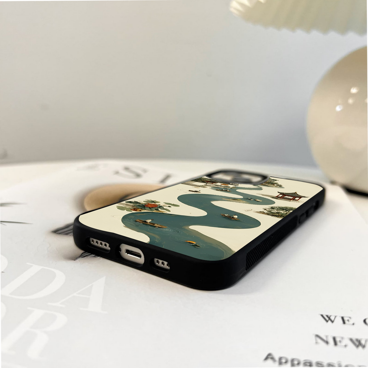 River Pagoda Boats Glass Case